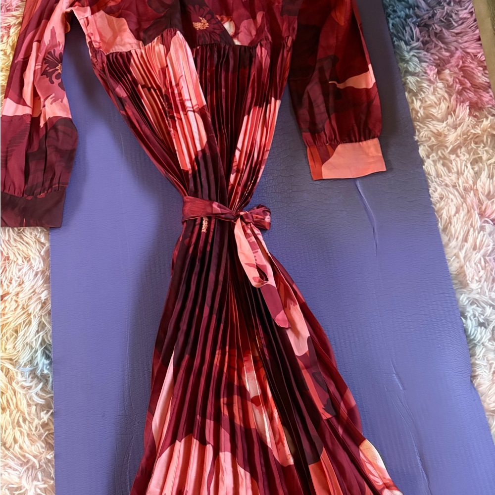 Elegant Floral Red Dress